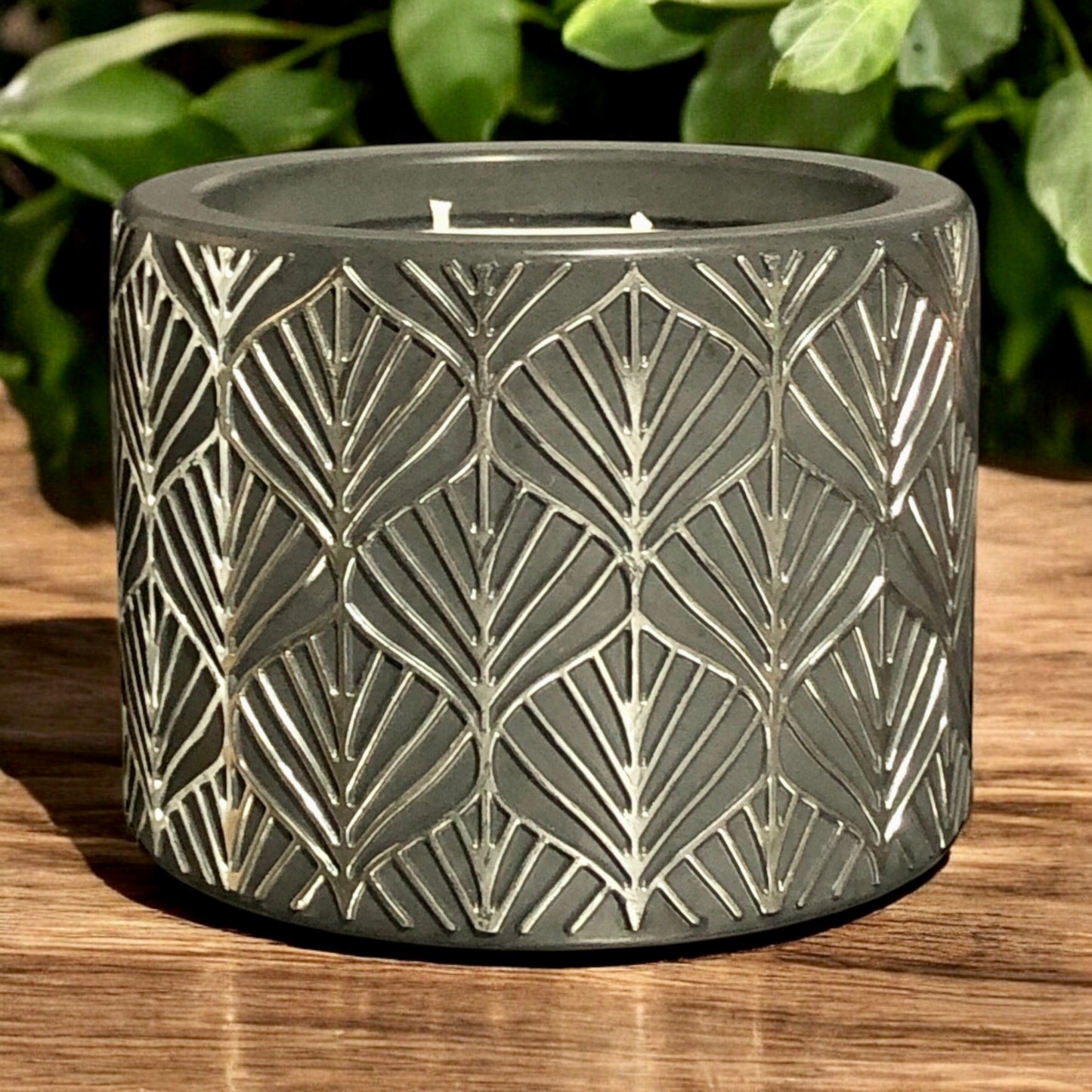 Midnight Silver Leaf Concrete Candle