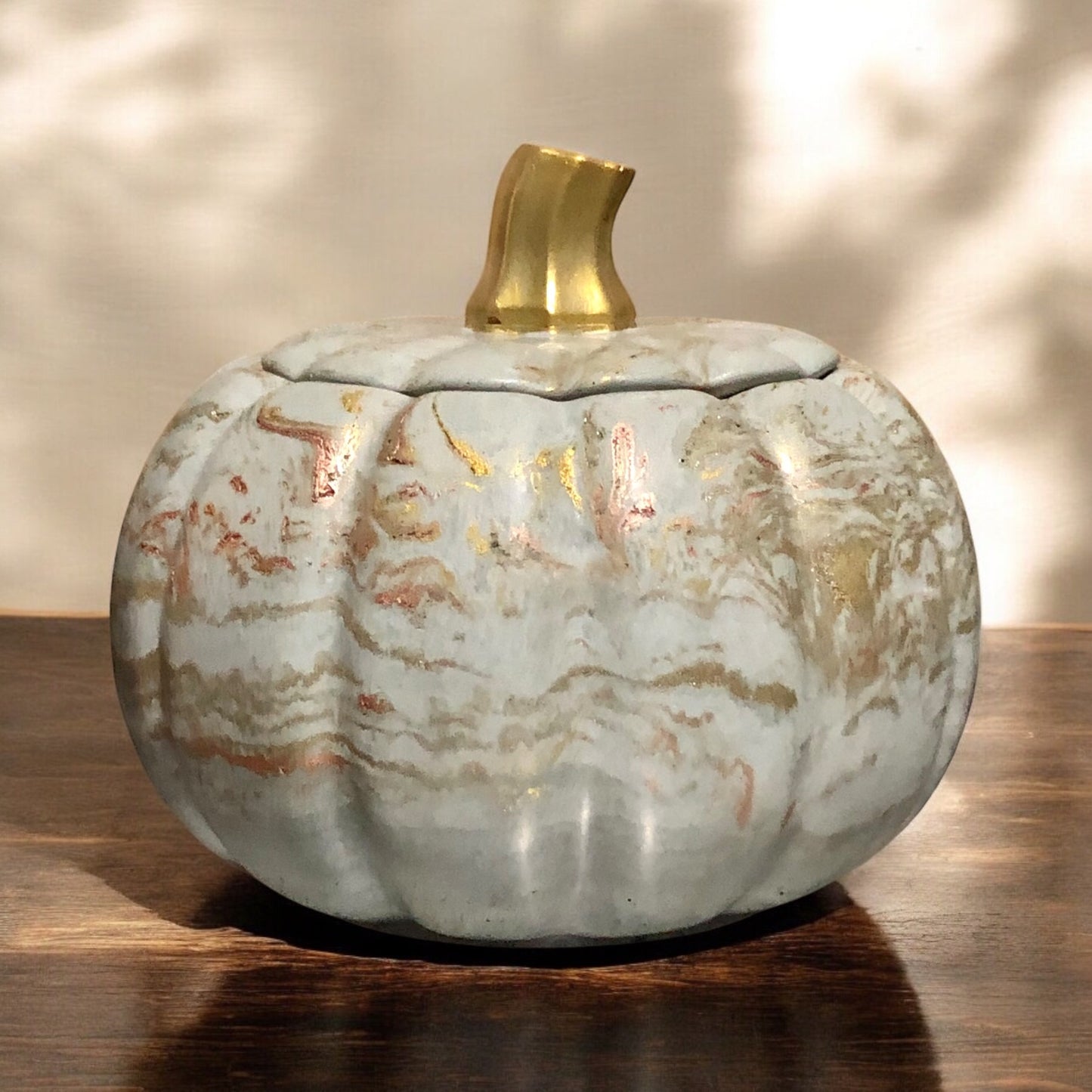 Large Gray Pumpkin Candle