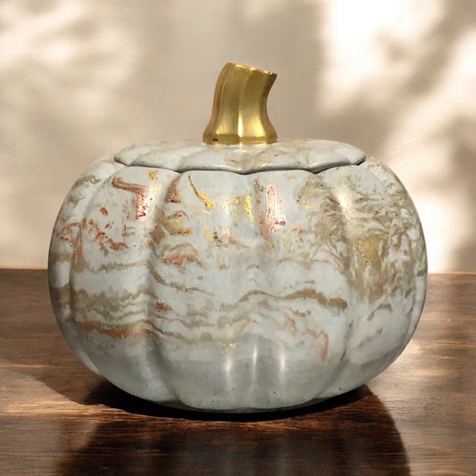 Large Gray Pumpkin Candle