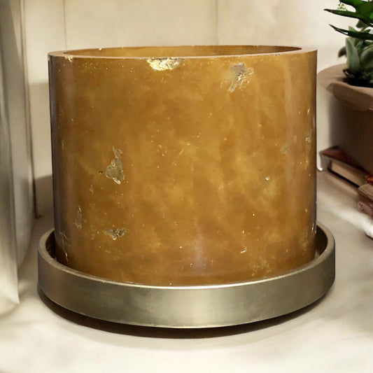 Leather Round Concrete Planter
