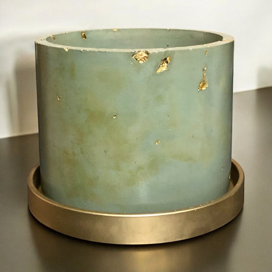 Green Round Concrete Planter