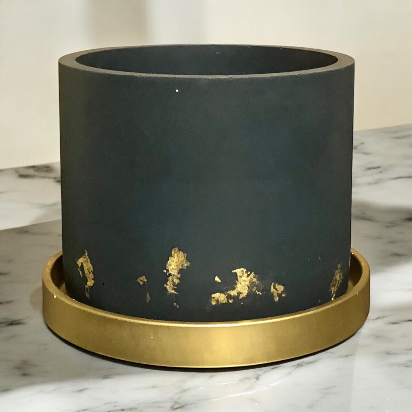 Navy Round Concrete Planter