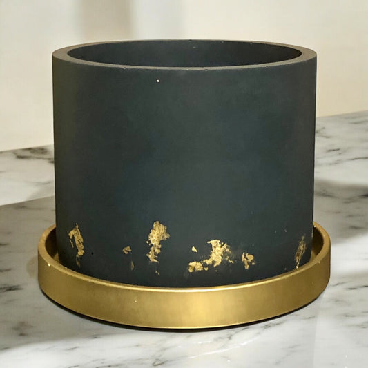 Navy Round Concrete Planter