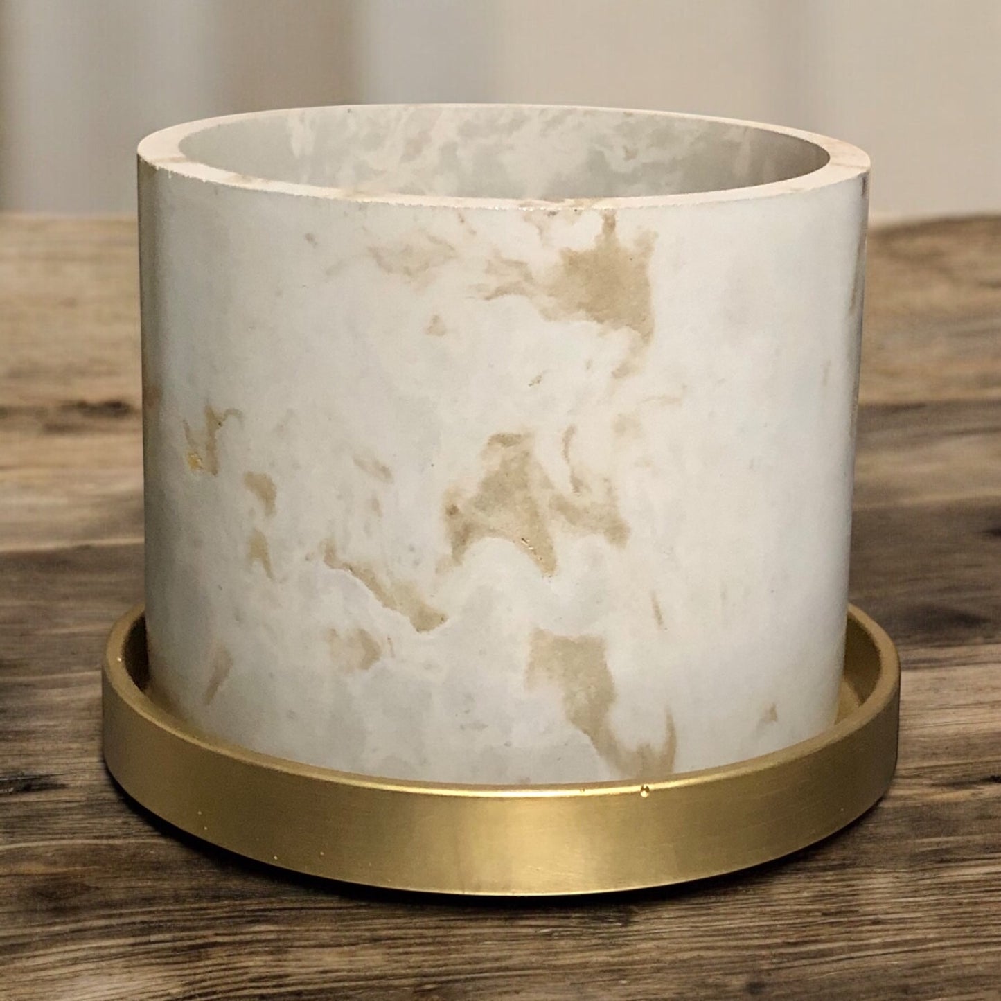 White #2 Round Concrete Planter