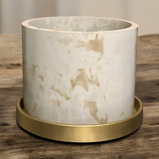 White #2 Round Concrete Planter