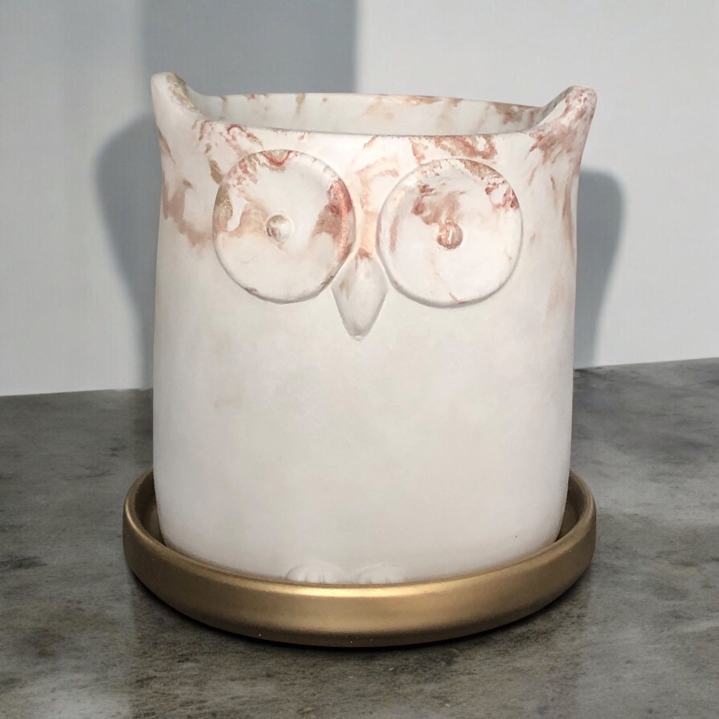 Large Rose Gold Owl Planter