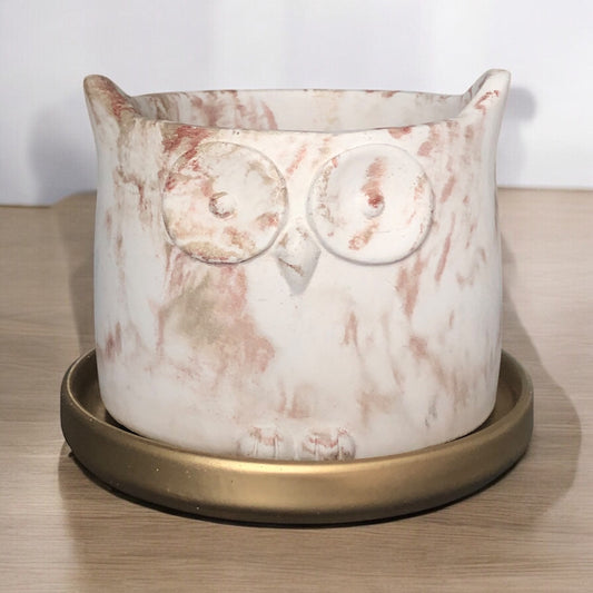 Small Rose Gold Owl Planter
