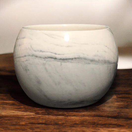 Gray & White Marble Ceramic Jar Candle