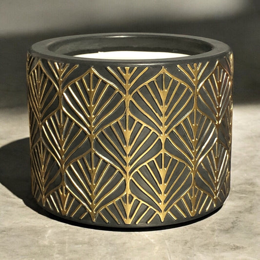 Midnight Gold Leaf Concrete Candle