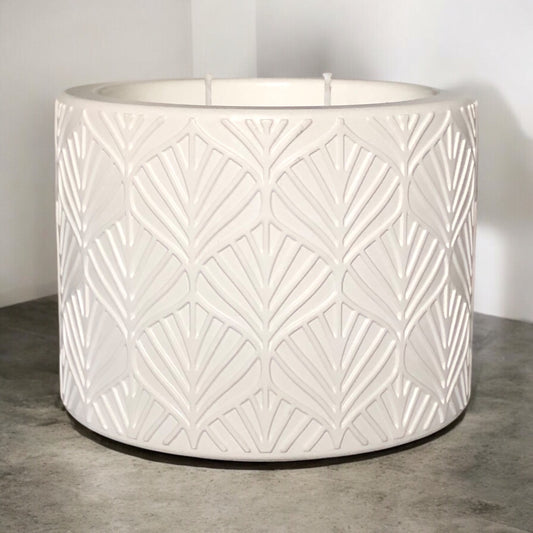 White Leaf Concrete Candle
