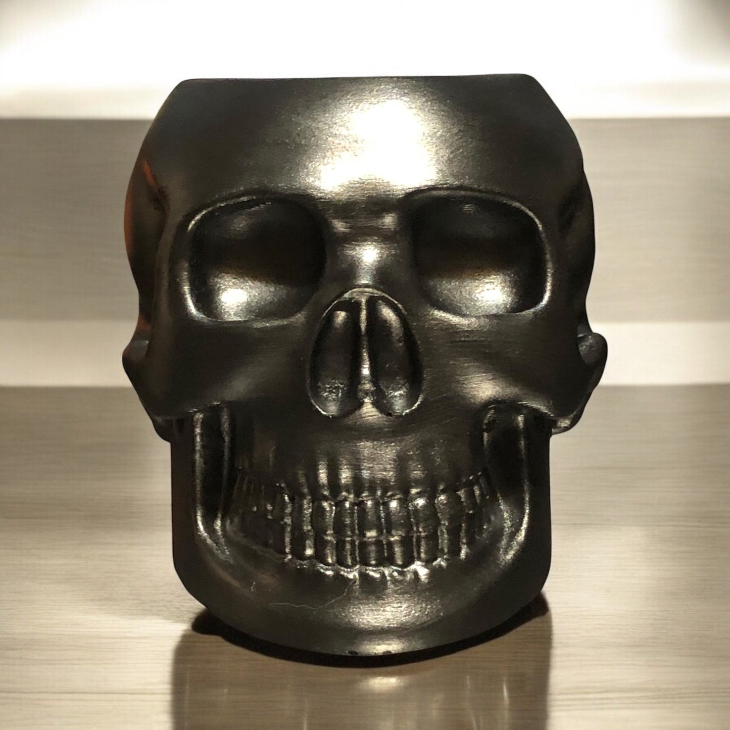 Gunmetal Concrete Skull Candle