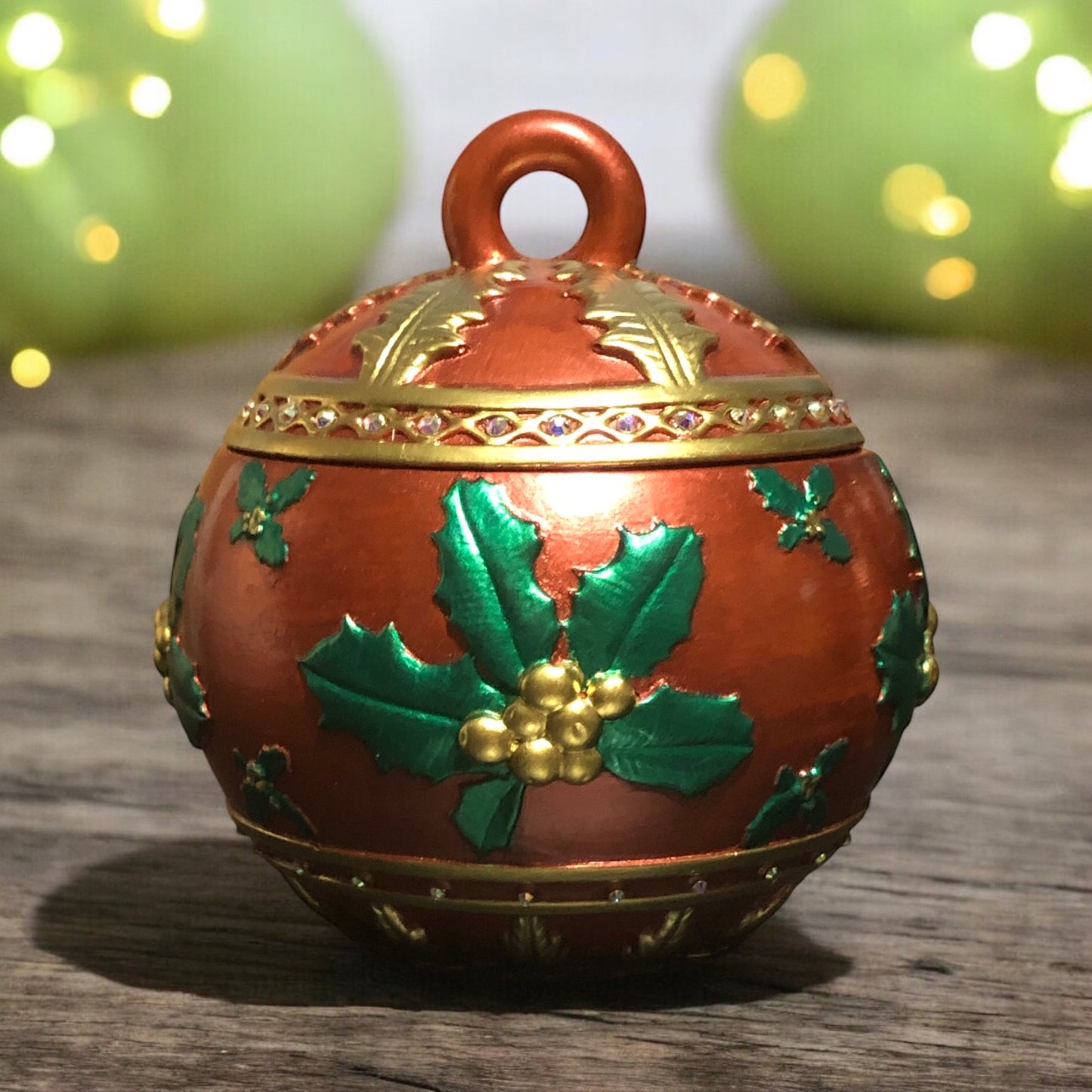 Copper Holly Ornament Candle