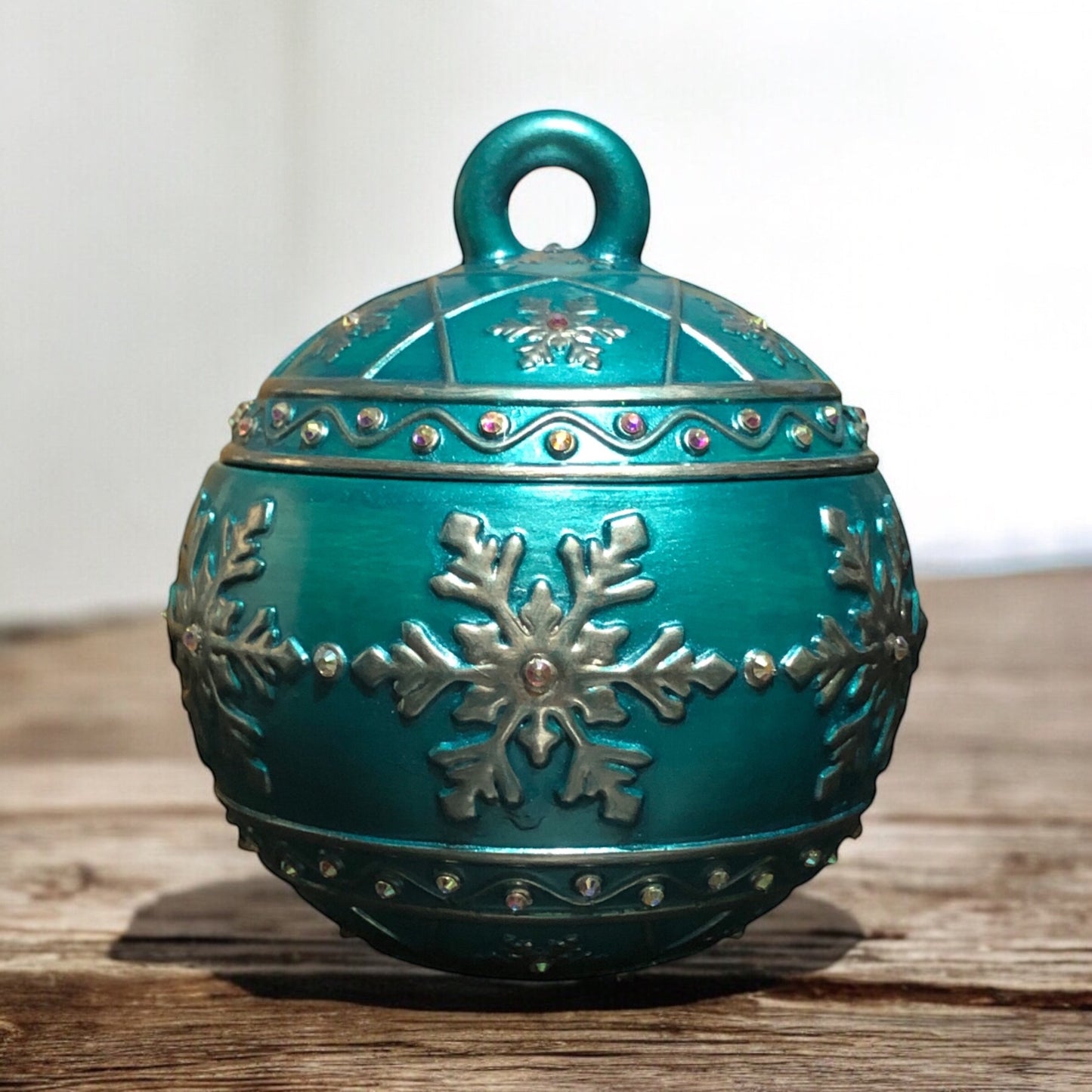 Teal Snowflake Ornament Candle