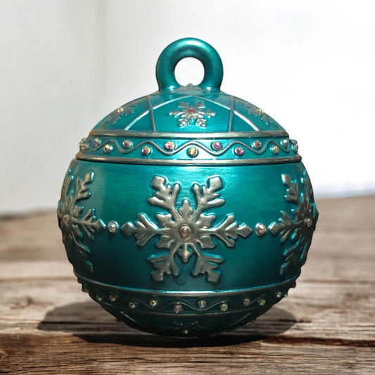 Teal Snowflake Ornament Candle