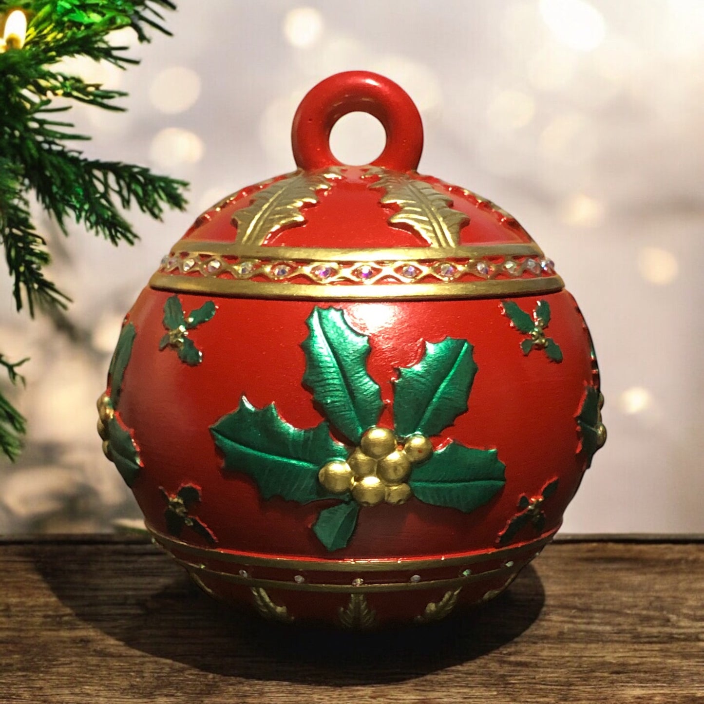 Red Holly Ornament Candle